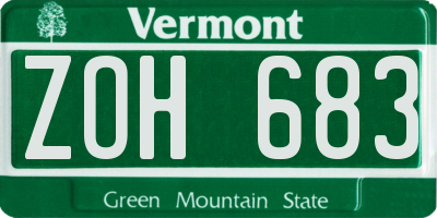 VT license plate ZOH683