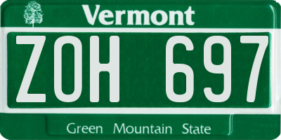 VT license plate ZOH697