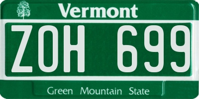 VT license plate ZOH699