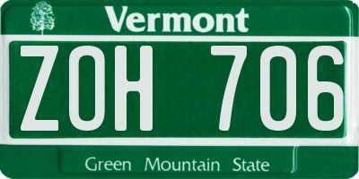 VT license plate ZOH706