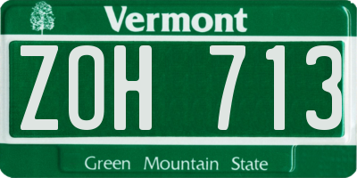 VT license plate ZOH713