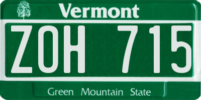 VT license plate ZOH715