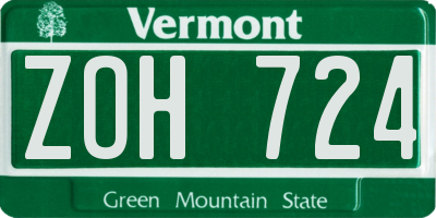 VT license plate ZOH724