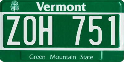 VT license plate ZOH751