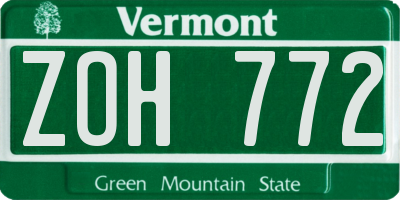 VT license plate ZOH772