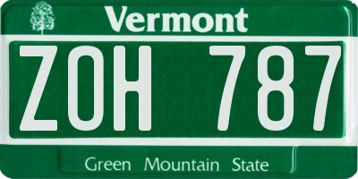VT license plate ZOH787