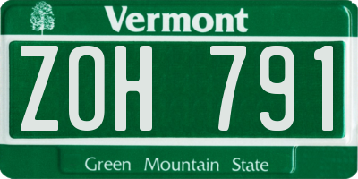 VT license plate ZOH791