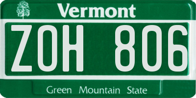 VT license plate ZOH806