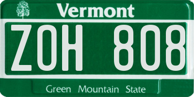 VT license plate ZOH808