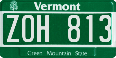 VT license plate ZOH813