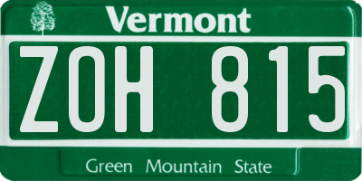 VT license plate ZOH815