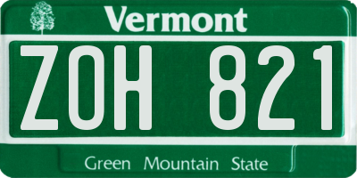 VT license plate ZOH821