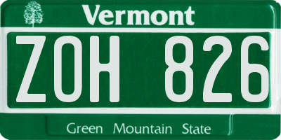 VT license plate ZOH826