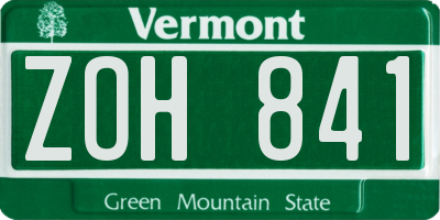 VT license plate ZOH841
