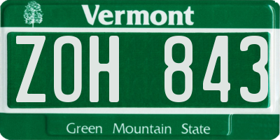 VT license plate ZOH843