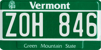 VT license plate ZOH846