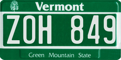 VT license plate ZOH849