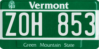 VT license plate ZOH853