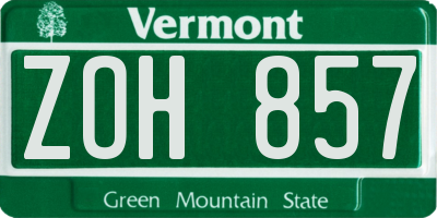 VT license plate ZOH857