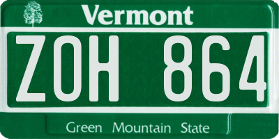 VT license plate ZOH864