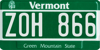 VT license plate ZOH866