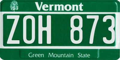 VT license plate ZOH873