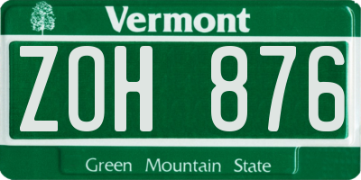 VT license plate ZOH876