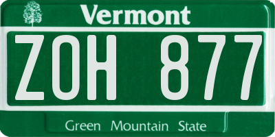 VT license plate ZOH877