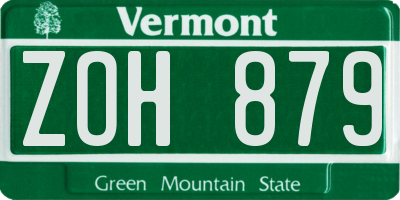 VT license plate ZOH879
