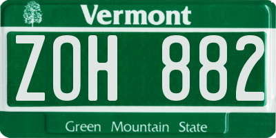 VT license plate ZOH882
