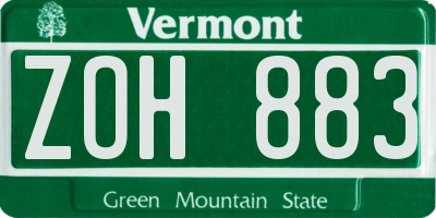 VT license plate ZOH883