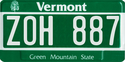 VT license plate ZOH887