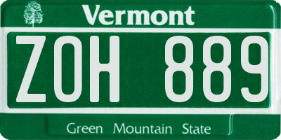 VT license plate ZOH889