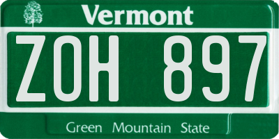 VT license plate ZOH897