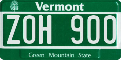 VT license plate ZOH900