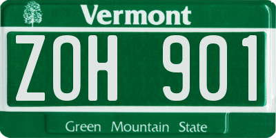 VT license plate ZOH901