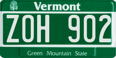 VT license plate ZOH902