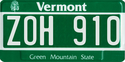VT license plate ZOH910