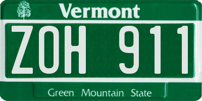 VT license plate ZOH911