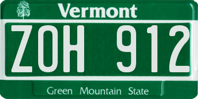 VT license plate ZOH912