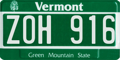 VT license plate ZOH916