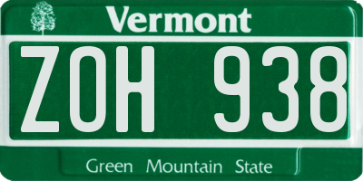 VT license plate ZOH938