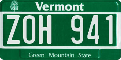 VT license plate ZOH941