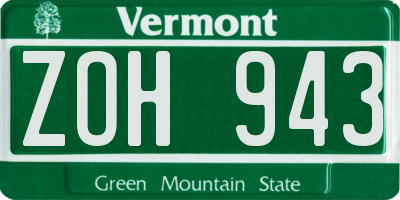 VT license plate ZOH943