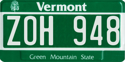 VT license plate ZOH948
