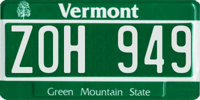VT license plate ZOH949