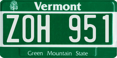 VT license plate ZOH951