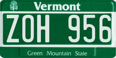 VT license plate ZOH956