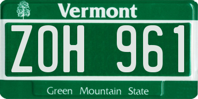 VT license plate ZOH961