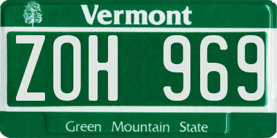 VT license plate ZOH969